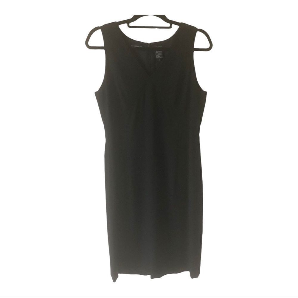 Liz Claiborne Black Sleeveless V-Neck Midi Dress. Size 12